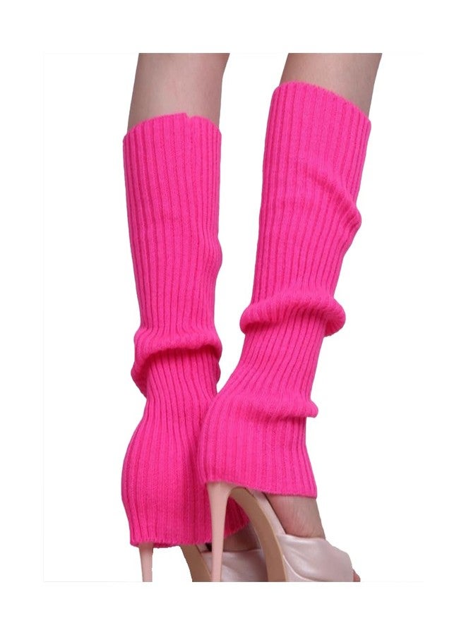 VIGUEUR Neon Ribbed Leg Warmers for Women, 80s 90s Style - Image 1
